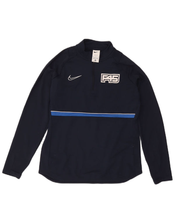 Nike Dame Dri Fit Grafisk Pullover Træningsdragt Top UK 14 Medium Navy Blue