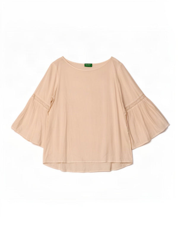 Camicetta da donna con maniche a 3/4 Benetton Top UK 14 Viscosa bianca media