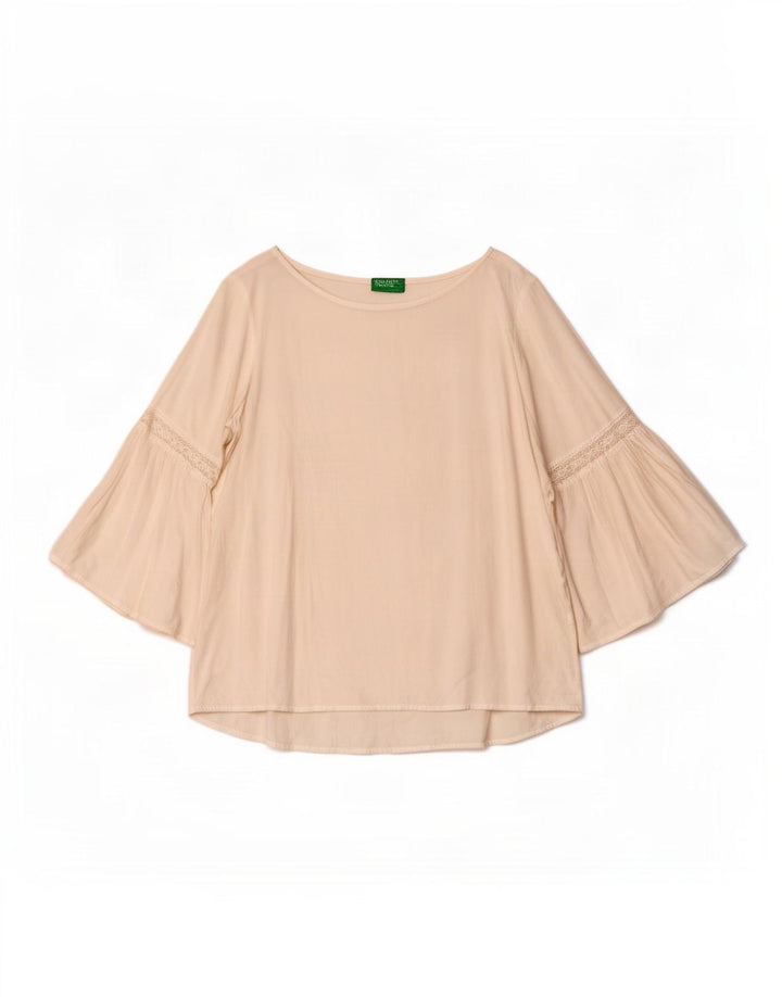 Camicetta da donna con maniche a 3/4 Benetton Top UK 14 Viscosa bianca media