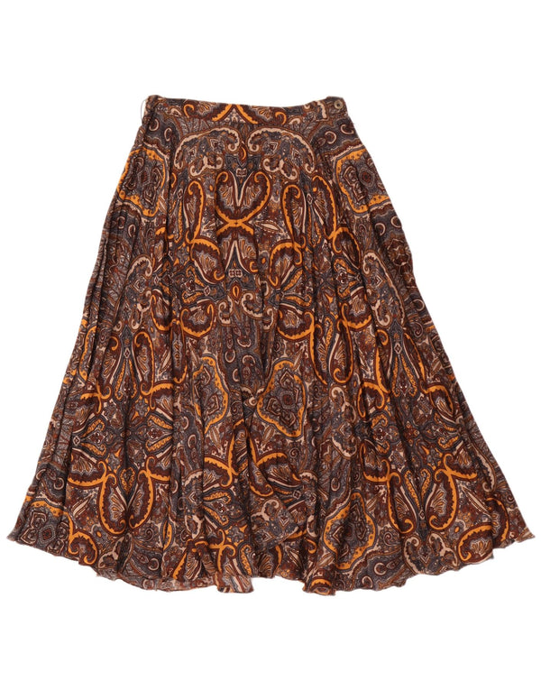 Vintage Womens Flared Skirt W26 Small Brown Paisley