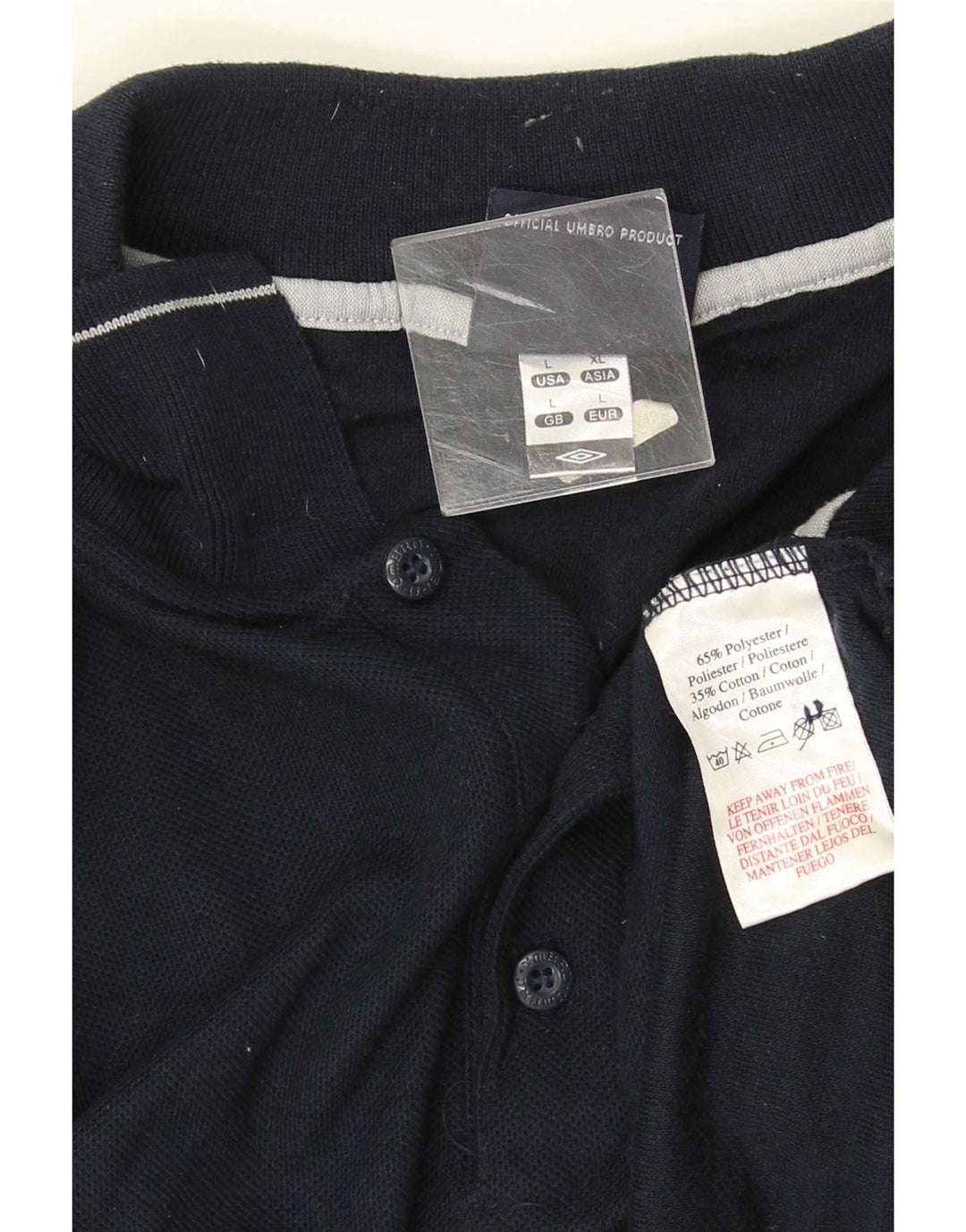 Umbro Mens Polo Shirt Large Navy Blue Polyester