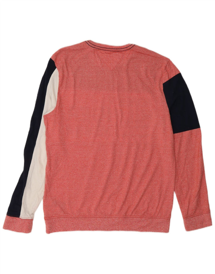 TOMMY HILFIGER Womens Sweatshirt Jumper UK 14 Medium Red Colourblock