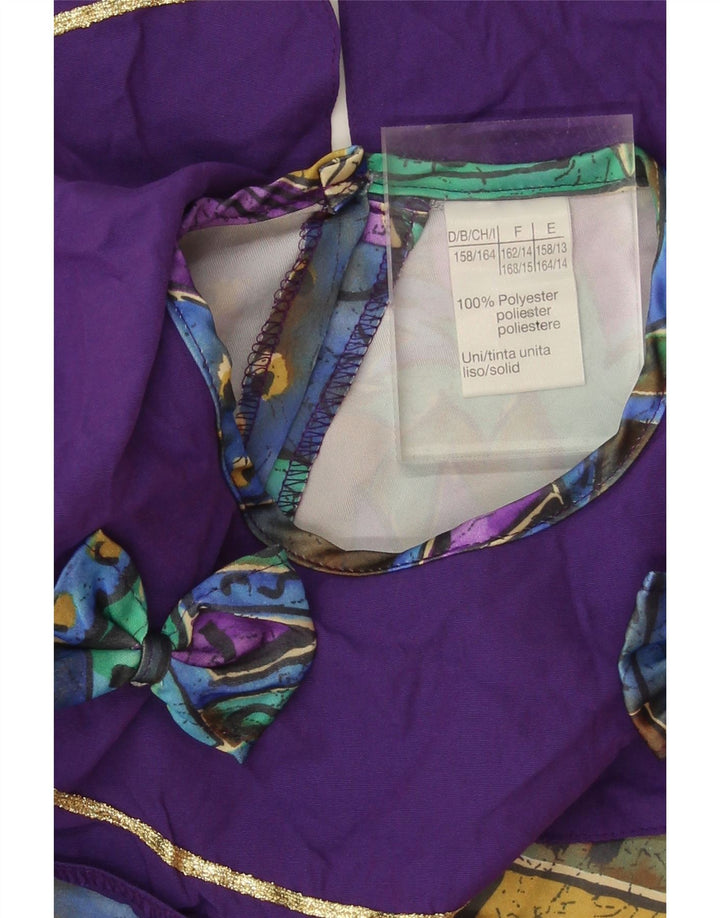 VINTAGE Girls Long Sleeve Blouse Top 13-14 Years Purple Patchwork Vintage Vintage and Second-Hand Vintage from Messina Hembry 