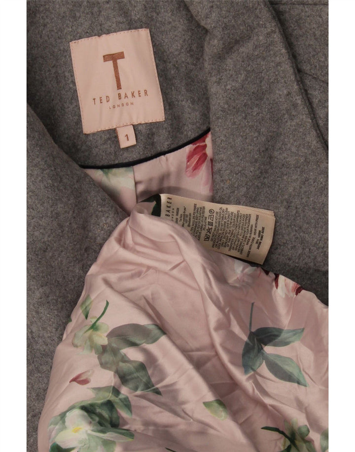 Женское пальто с запахом Ted Baker, размер 1 XS, серое, шерстяное