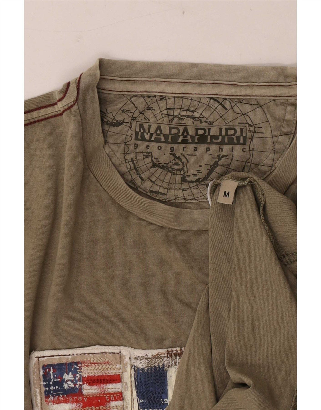 Napapijri Mens Geographic Graphic T-Shirt Top Medium Khaki