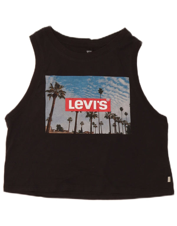 Damska kamizelka Levi's Crop Graphic Top UK 10 Small, czarna bawełna