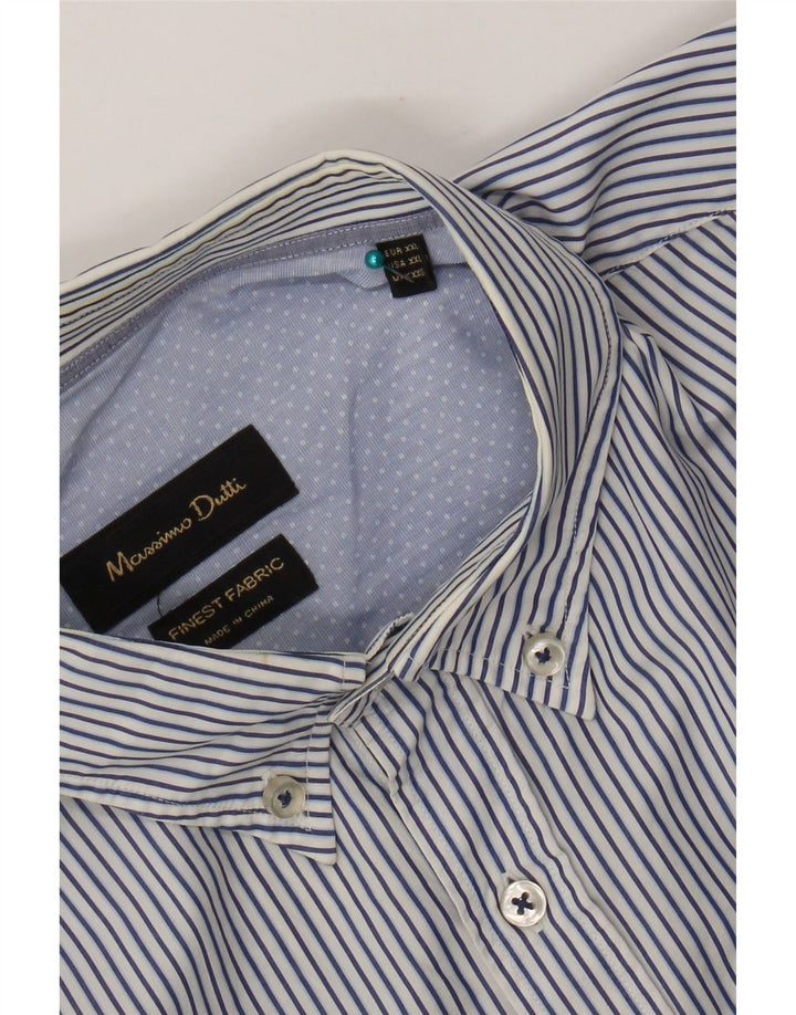Massimo Dutti Mens Shirt 2XL Blue Striped