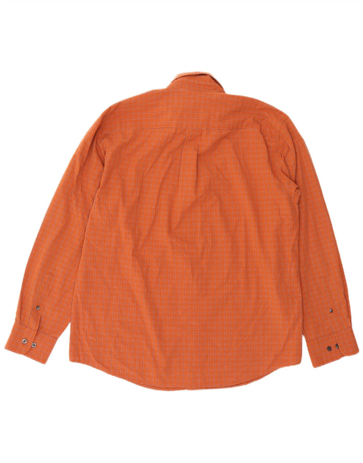 Dockers herreskjorte stor orange ternet bomuld