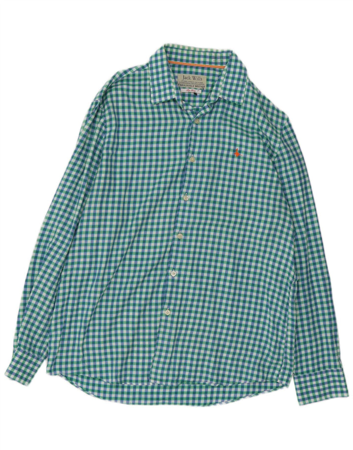 JACK WILLS Camicia da uomo grande in cotone a quadretti verde