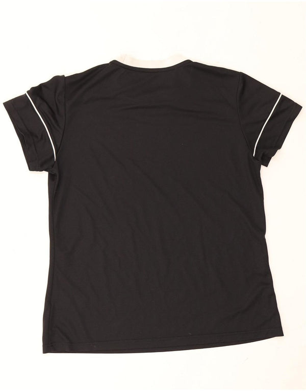 Adidas Womens Climalite T-Shirt Top UK 16/18 Grande Preto Colorblock
