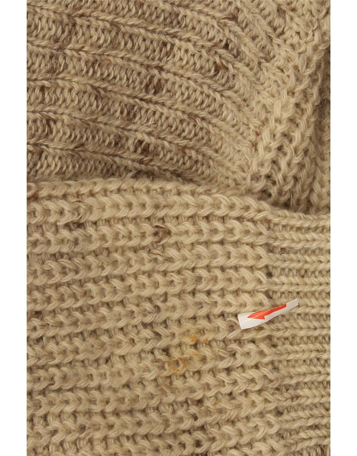 Vintage Mens Shawl Neck Jumper Sweater Large Beige Striped