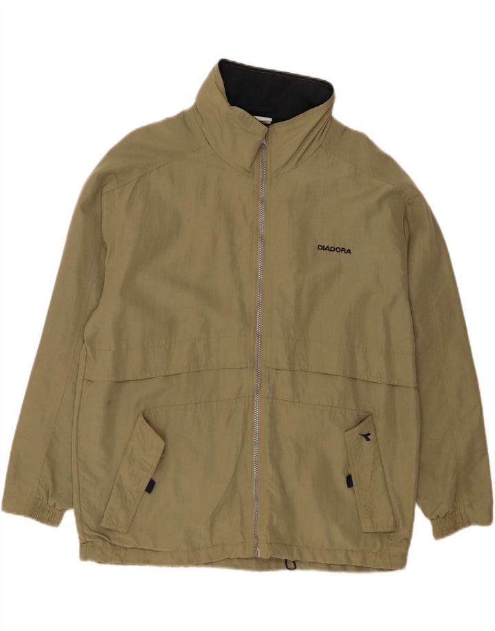 DIADORA Mens Loose Fit Rain Jacket UK 36 Small Khaki Polyamide Vintage Diadora and Second-Hand Diadora from Messina Hembry 
