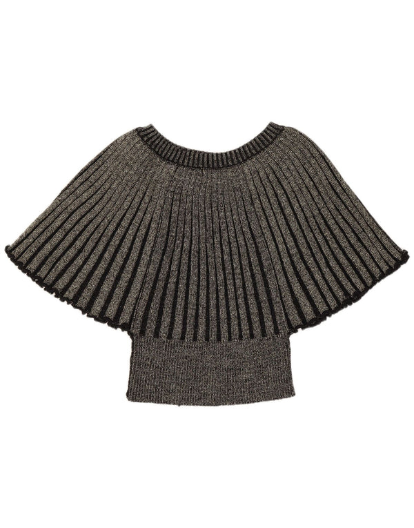 vintage Womens Crop Batwing Blouse Top UK 8 Petit Or Moucheté