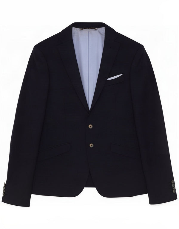 Zara Mens 2 Button Blazer Jacket EU 44 XS Navy Blue Wool