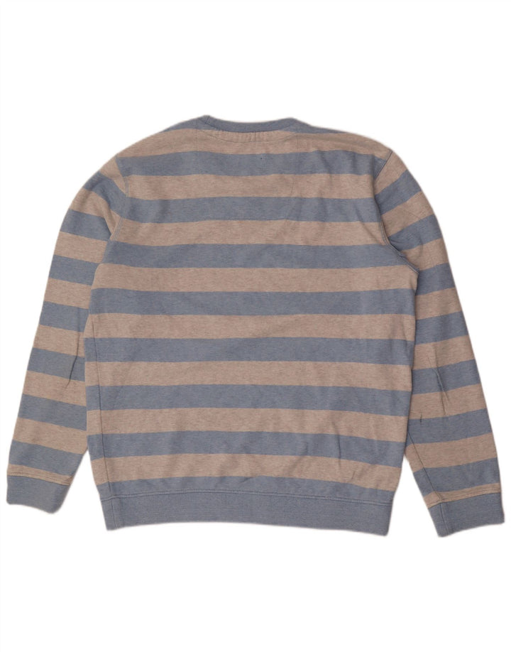 CREW CLOTHING Mens Sweatshirt Jumper Large Grey Striped Cotton