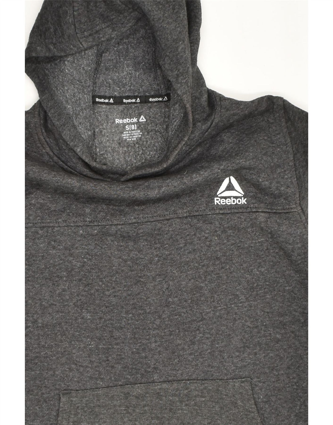 REEBOK Boys Hoodie Jumper 7-8 Years Small Grey Cotton | Vintage Reebok | Thrift | Second-Hand Reebok | Used Clothing | Messina Hembry 