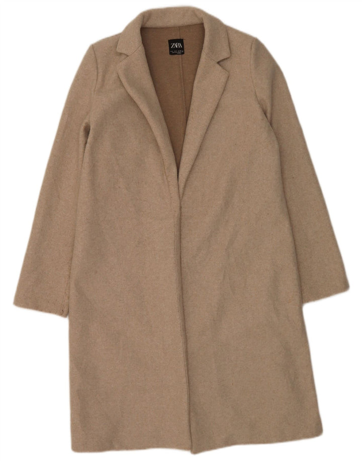 Zara Womens Open Overcoat UK 10 Small Grey Polyester