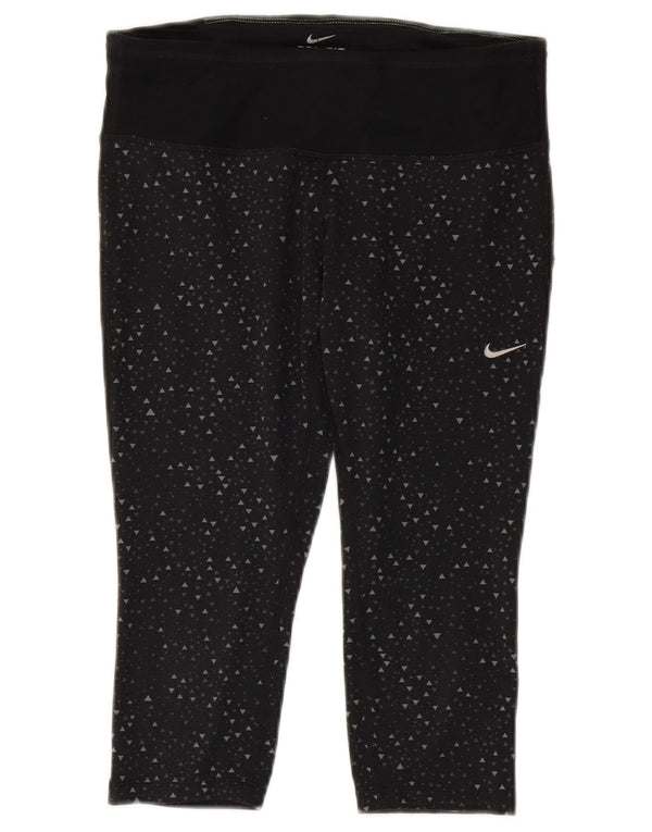 Leggings Capri Dri Fit Nike pentru femei UK 10 Poliester geometric negru mic