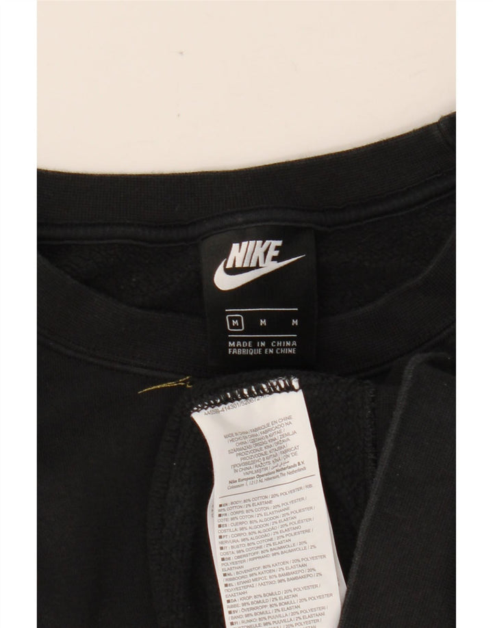 NIKE Womens Graphic Sweatshirt Jumper UK 14 Medium Black Cotton