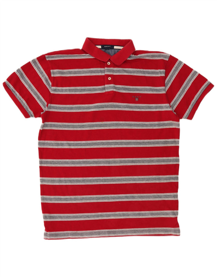 Gant Mens Polo Shirt XL Red Striped Cotton