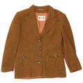 Vintage Damen Blazerjacke mit 4 Knöpfen, IT 46, große braune Wolle mit Hahnentrittmuster