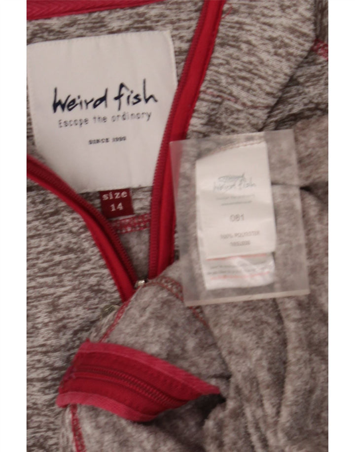 WEIRD FISH Womens Zip Hoodie Sweater UK 14 Large Grey Flecked Polyester