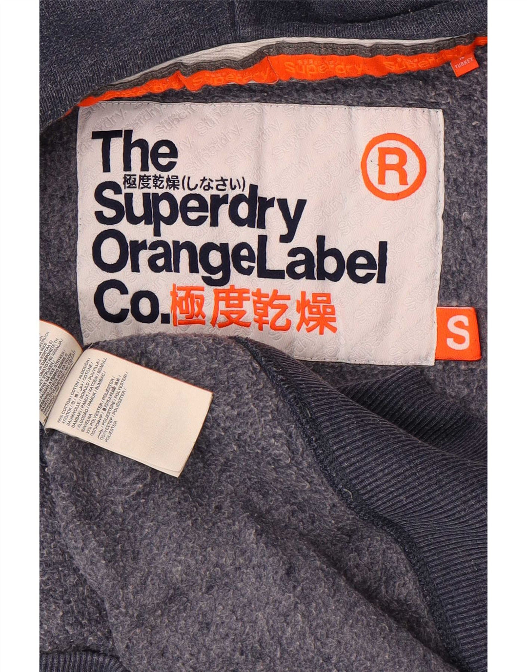 Superdry Pull à capuche zippé en coton bleu petit pour homme