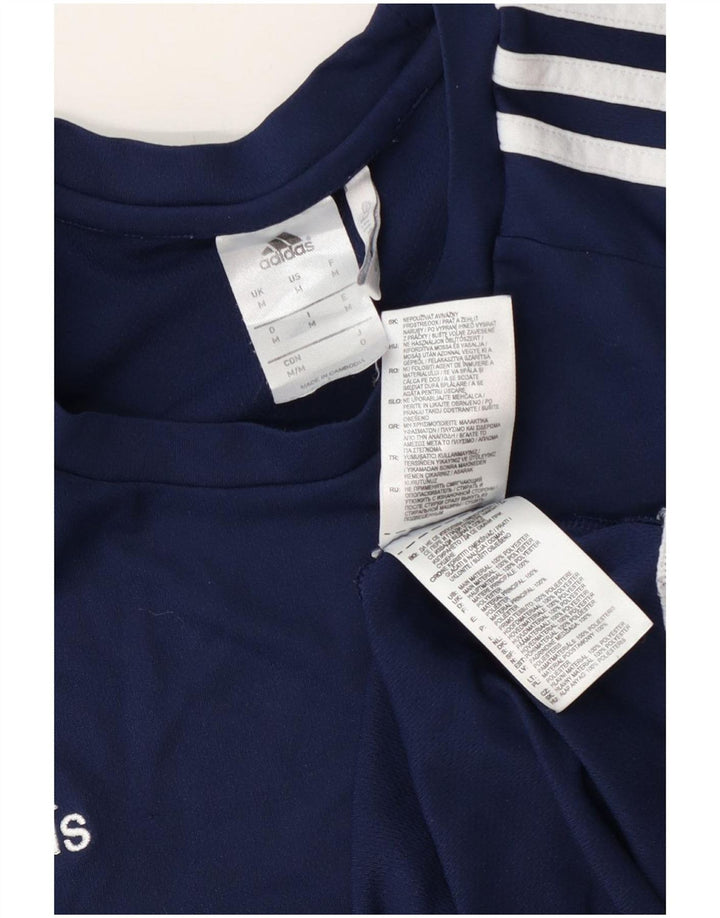Adidas Herre Climalite T-Shirt Top Medium Marineblå Colourblock Polyester