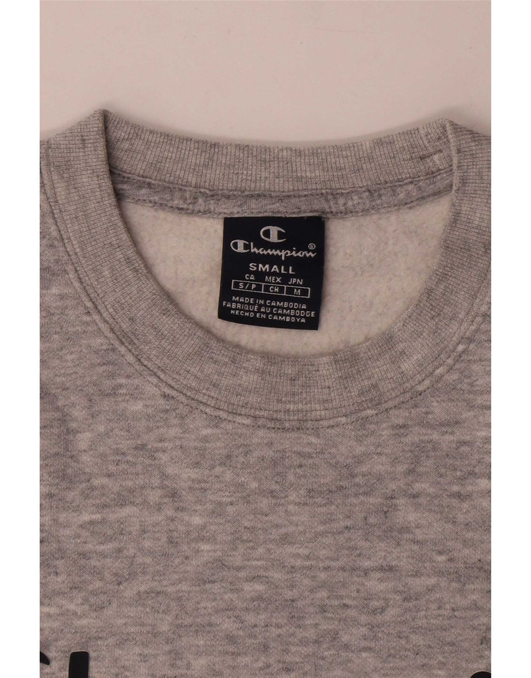Champion Mens Graphic Sweatshirt Jumper Small Grey Cotton