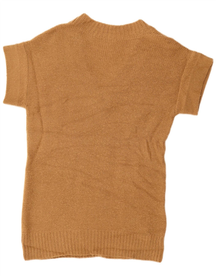 J. CREW Womens Longline V-Neck Jumper Sweater UK 12 Medium Beige