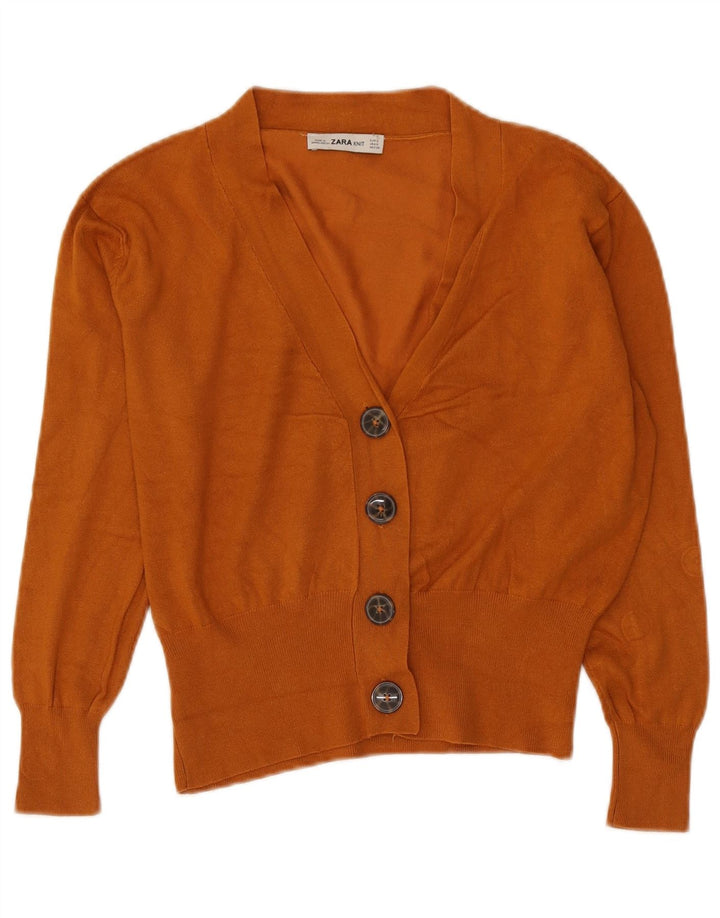 Zara Dame Cardigan Sweater UK 14 Medium Brown Viscose