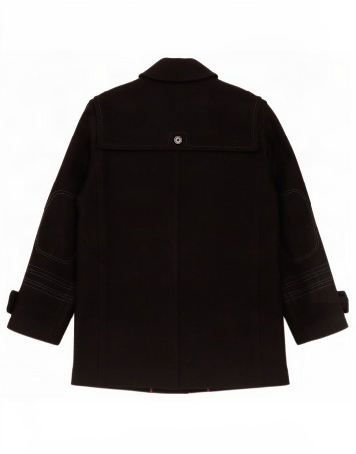 Hugo Boss Mens Duffle Coat EU 52 XL Black Virgin Wool