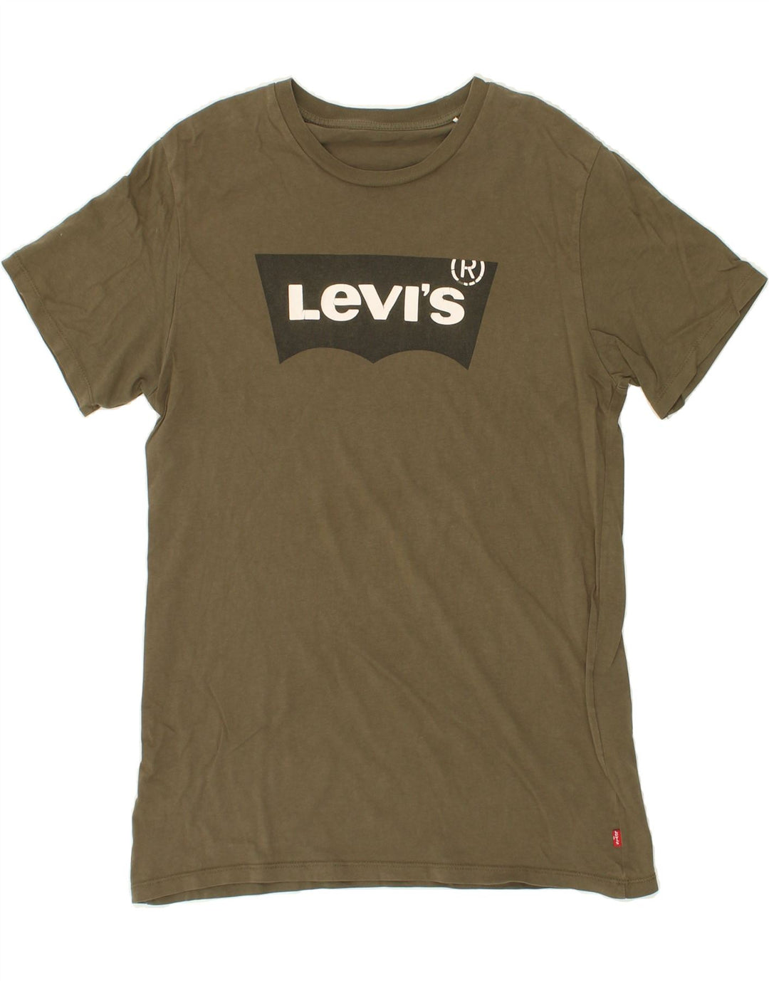 LEVI'S Mens Graphic T-Shirt Top Small Khaki Cotton Vintage Levi's and Second-Hand Levi's from Messina Hembry 