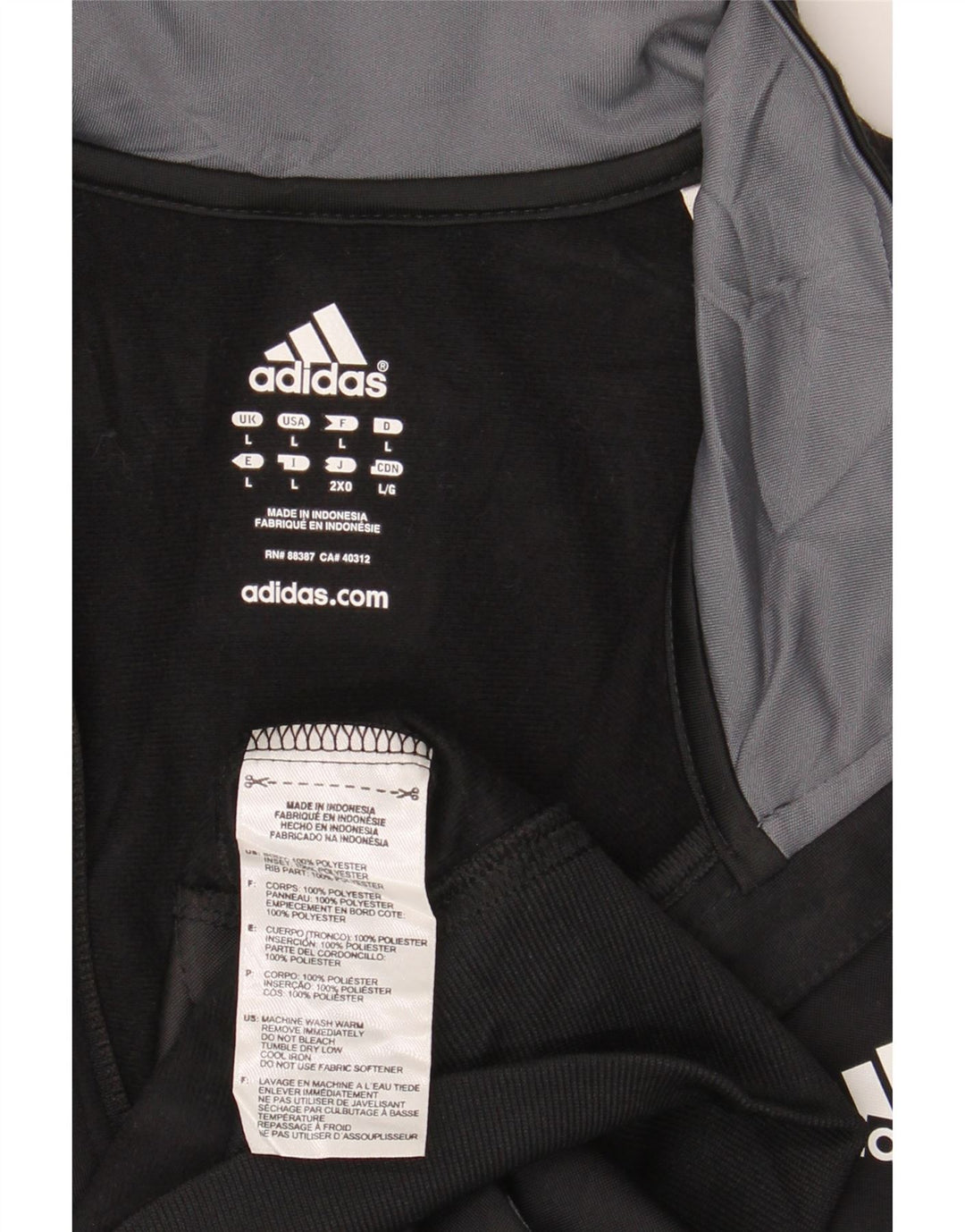 Adidas Mens Tracksuit Top Jacket Large Black Colourblock Polyester