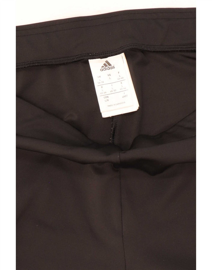 Adidas Womens Capri Leggings UK 16/18 Large Black Colourblock Polyester