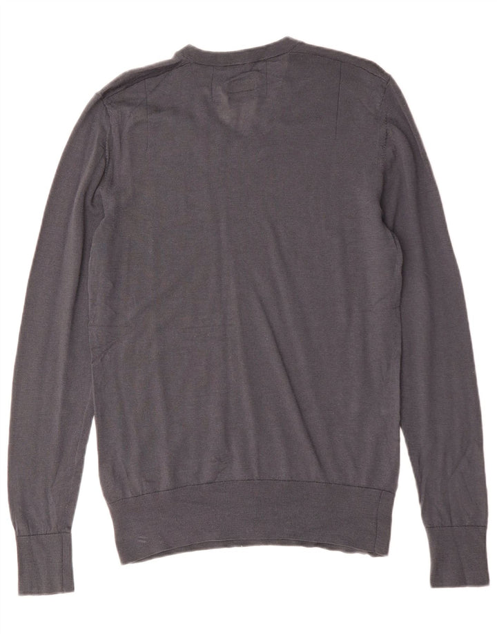 ALL SAINTS Mens V-Neck Jumper Sweater Medium Grey Merino Wool