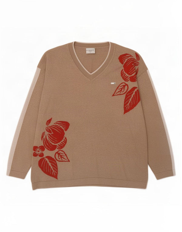 U.S. Polo Assn. Pull col en V pour femme UK 44 Medium Beige Floral