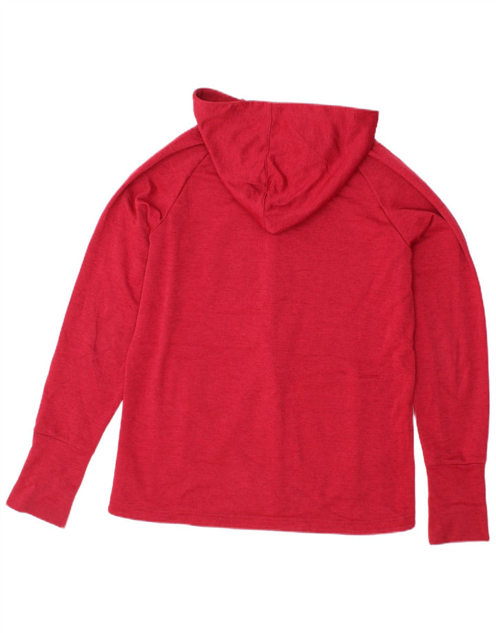 REEBOK Womens Zip Hoodie Sweater UK 12/14 Medium Red Polyester