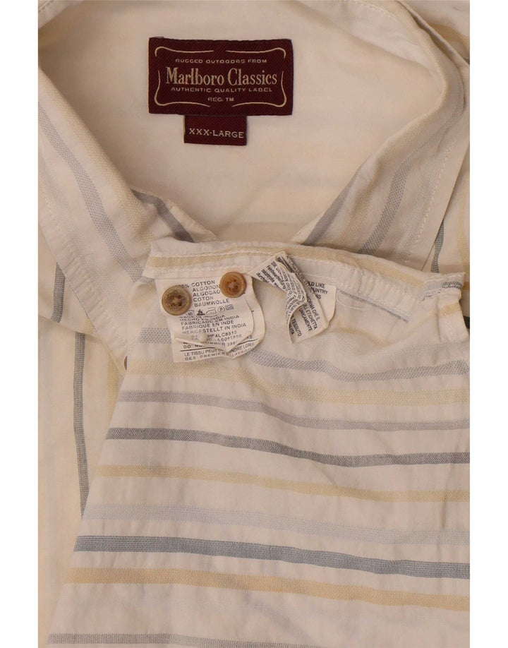 Marlboro Classics Mens Shirt 3XL White Striped Cotton