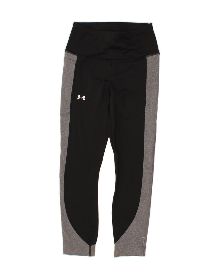 UNDER ARMOUR Womens Capri Leggings UK 6 XS  Black Colourblock Polyester Vintage Under Armour and Second-Hand Under Armour from Messina Hembry 