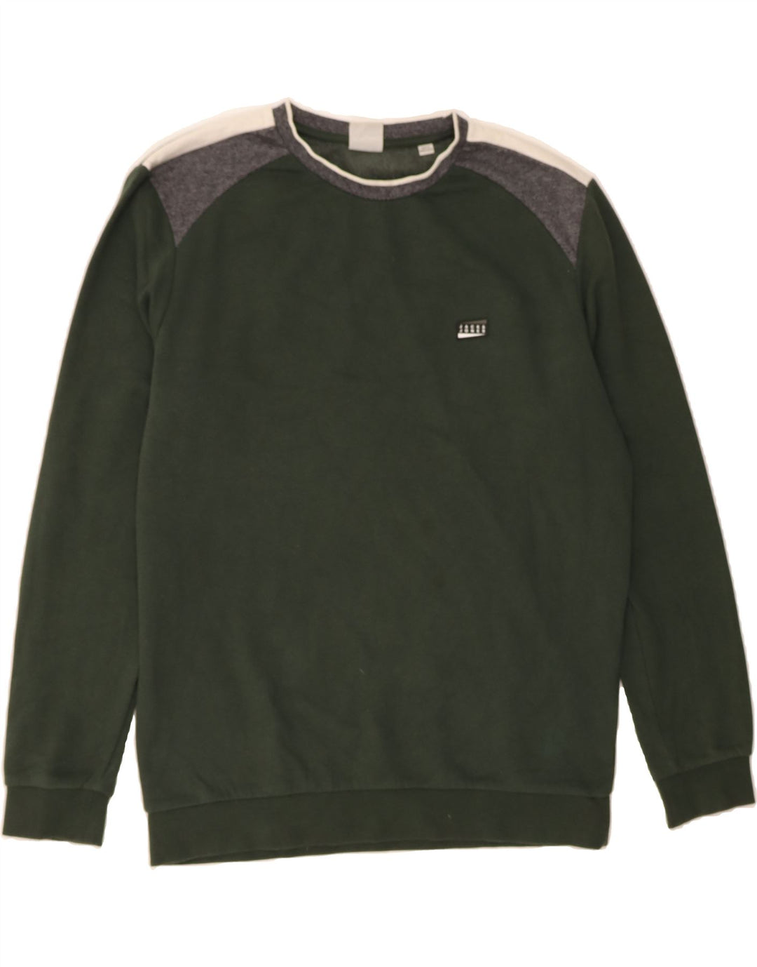 JACK & JONES Mens Sweatshirt Jumper Large Green Colourblock Cotton Vintage Jack & Jones and Second-Hand Jack & Jones from Messina Hembry 