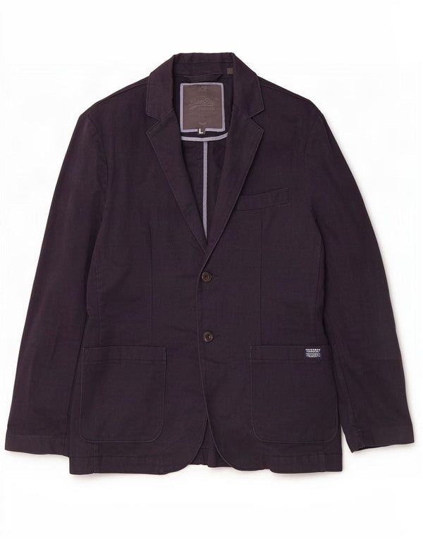 Superdry Veste Blazer 2 Boutons Homme UK 40 Large Bleu Marine Coton