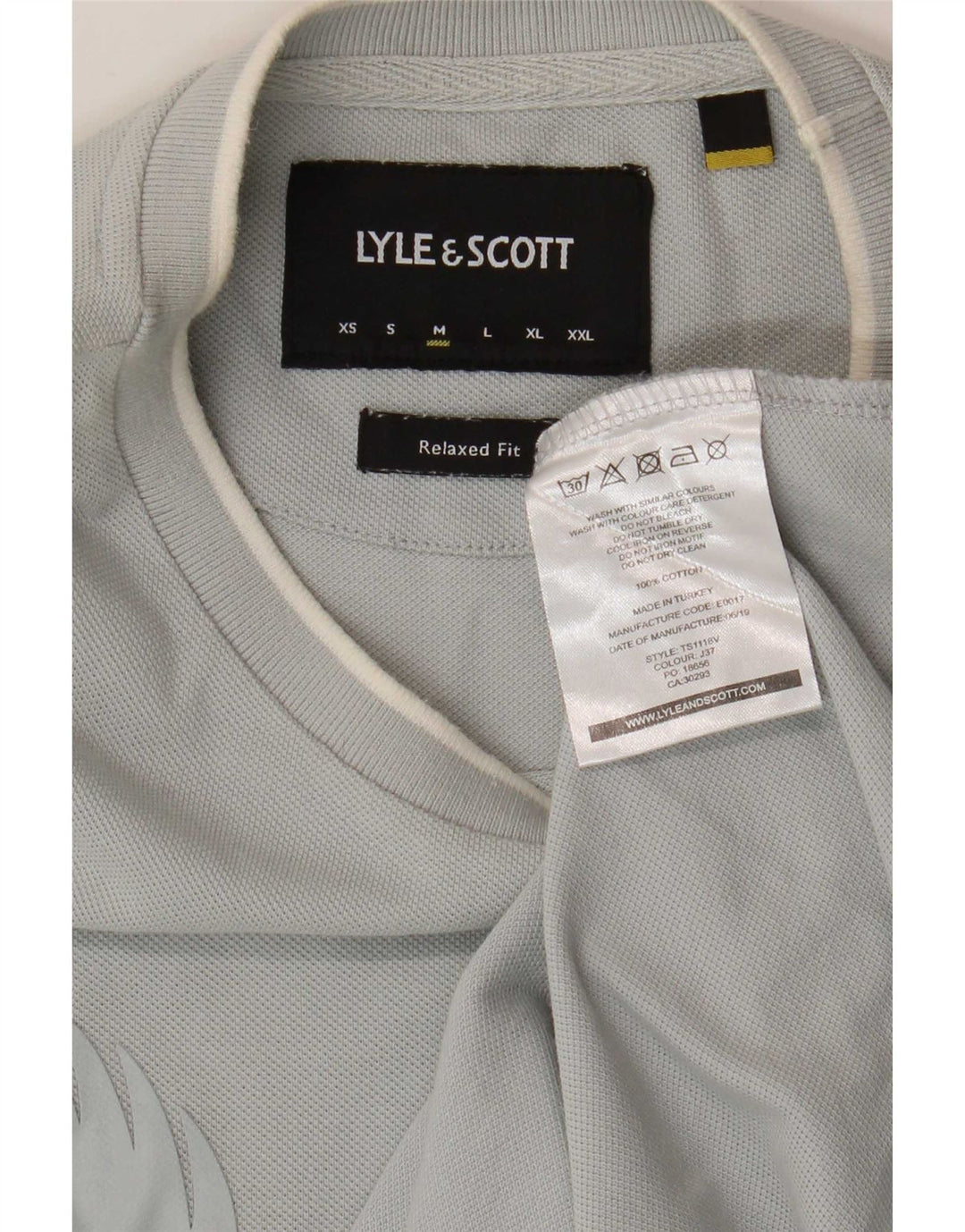 Lyle & Scott Mens Relaxed Fit Graphic T-Shirt Top Medium Blue Cotton