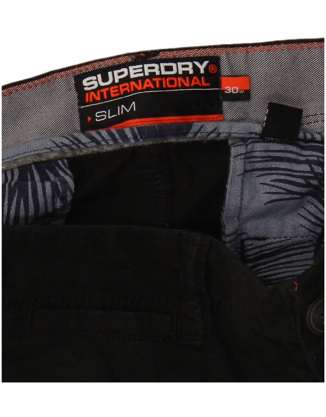 Superdry Mens Slim Chino Shorts W30 Medium Black Cotton