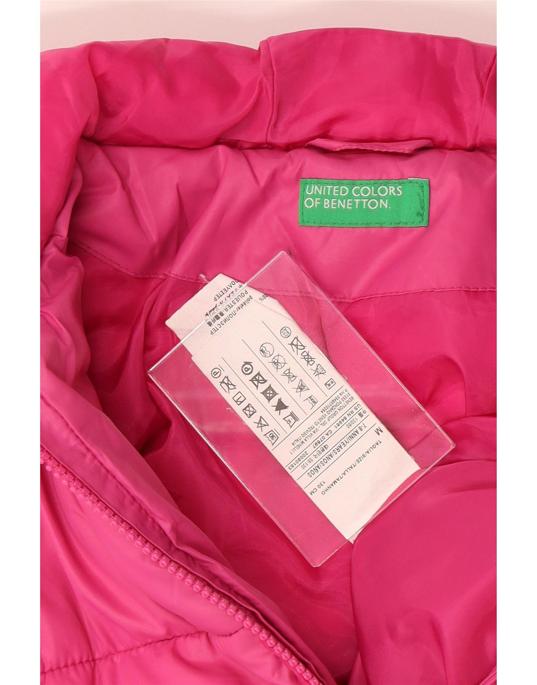 BENETTON Girls Hooded Padded Jacket 7-8 Years Medium  Pink Polyester Vintage Benetton and Second-Hand Benetton from Messina Hembry 