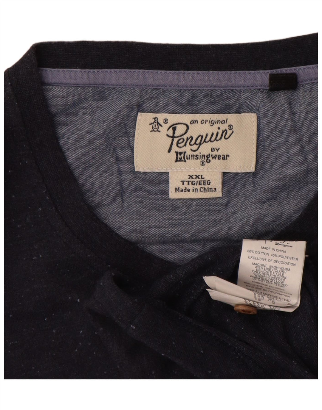 Penguin Mens T-Shirt Top 2XL Navy Blue Cotton