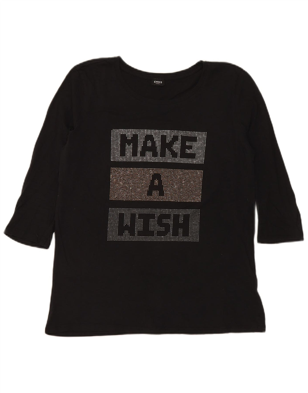 Marella Womens EMME Graphic Top Manga 3/4 Reino Unido 12 Médio Preto