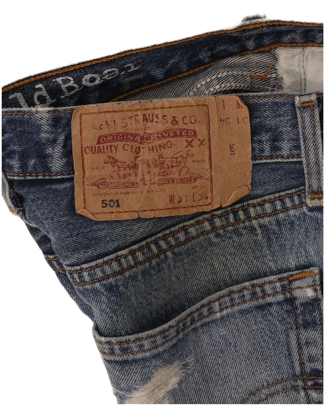 Levi's Womens 501 Distressed Denim Shorts W31 Medium Blue