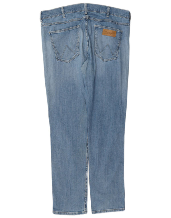 Wrangler Mens Greensboro Straight Jeans W35 L32 kék pamut