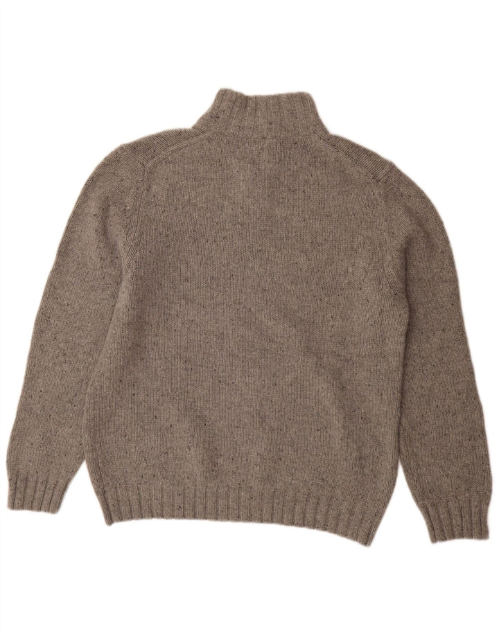 NAUTICA Mens Button Neck Jumper Sweater Large Grey Flecked Acrylic